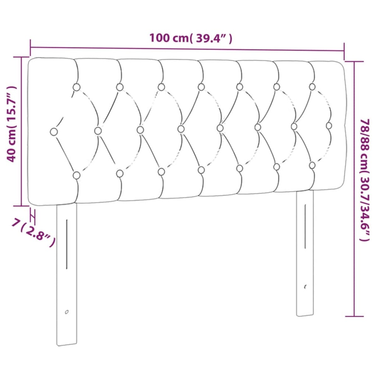 vidaXL Κεφαλάρι Κρεβατιού LED Ροζ 100x7x78/88 εκ. Βελούδινο