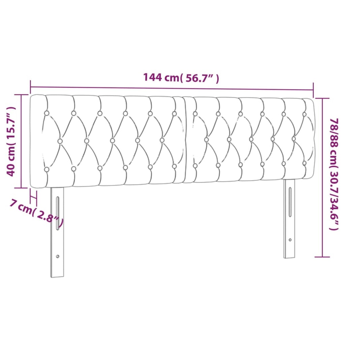 vidaXL Κεφαλάρι Κρεβατιού LED Σκούρο Γκρι 144x7x78/88 εκ. Βελούδινο