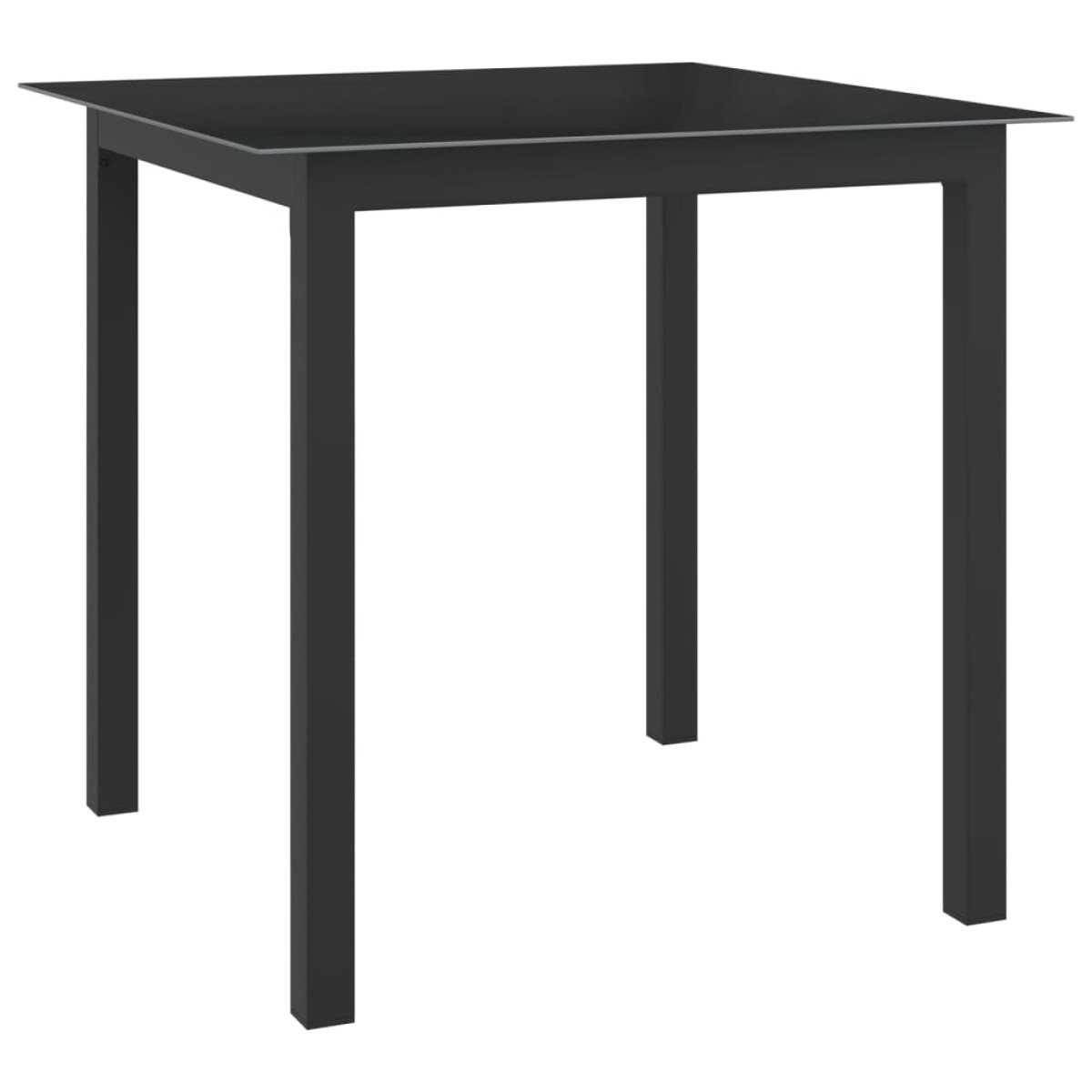 vidaXL Τραπέζι Κήπου Μαύρο 80 x 80 x 74 εκ. από Αλουμίνιο / Γυαλί