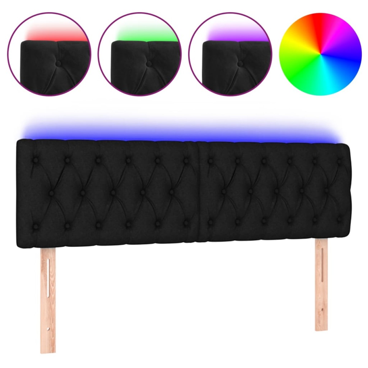 vidaXL Κεφαλάρι Κρεβατιού LED Μαύρο 160x7x78/88 εκ. Βελούδινο