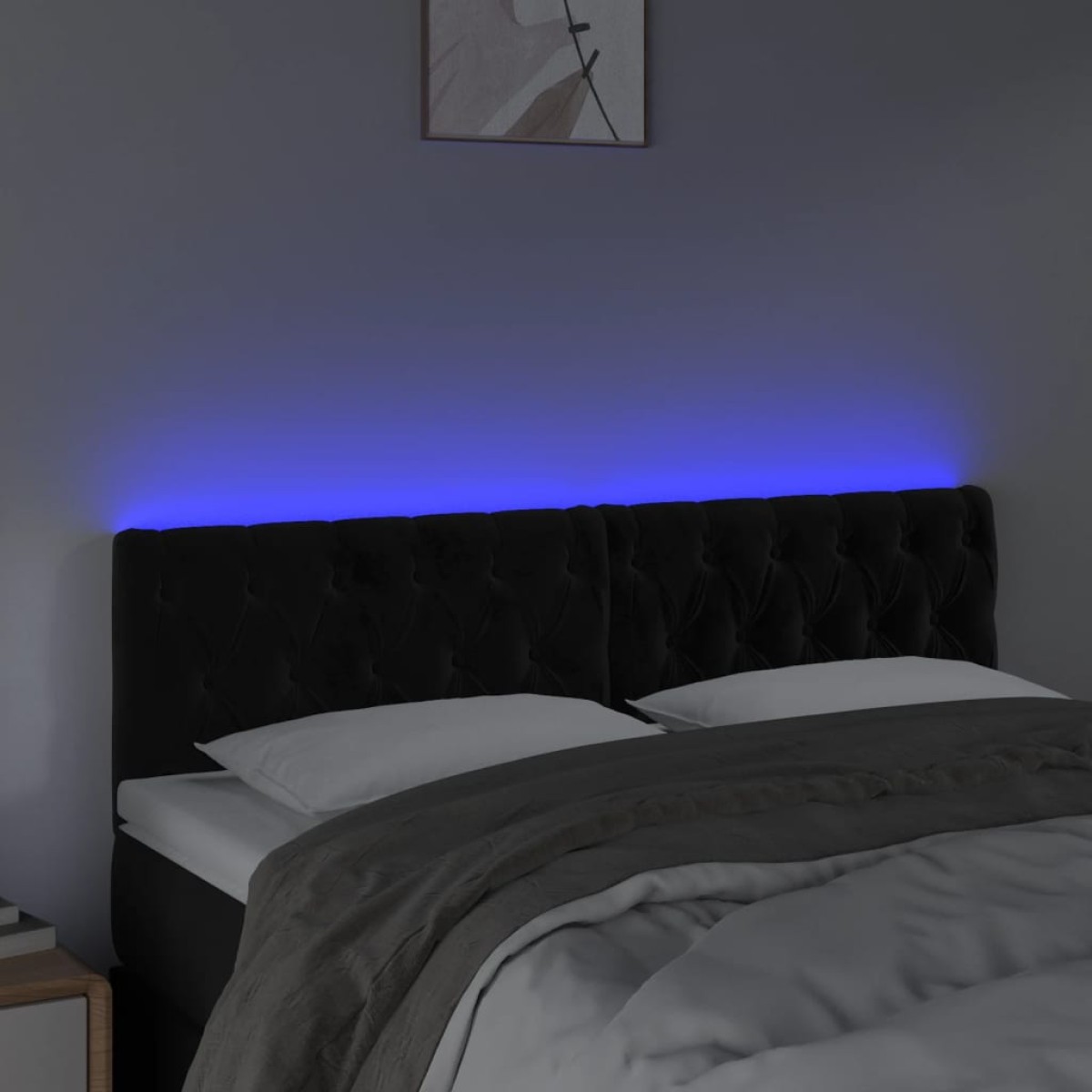 vidaXL Κεφαλάρι Κρεβατιού LED Μαύρο 160x7x78/88 εκ. Βελούδινο