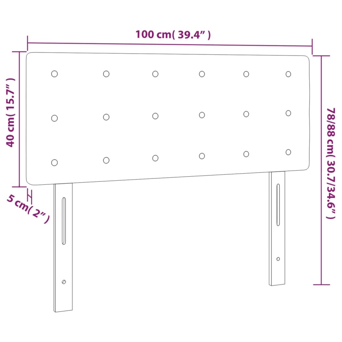 vidaXL Κεφαλάρι Κρεβατιού LED Κρεμ 100x5x78/88 εκ. Υφασμάτινο