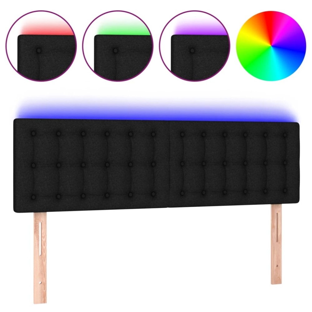 vidaXL Κεφαλάρι Κρεβατιού LED Μαύρο 144x5x78/88 εκ. Υφασμάτινο