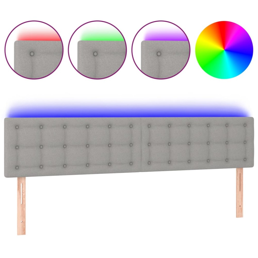 vidaXL Κεφαλάρι Κρεβατιού LED Ανοιχτό Γκρι 160x5x78/88 εκ. Υφασμάτινο