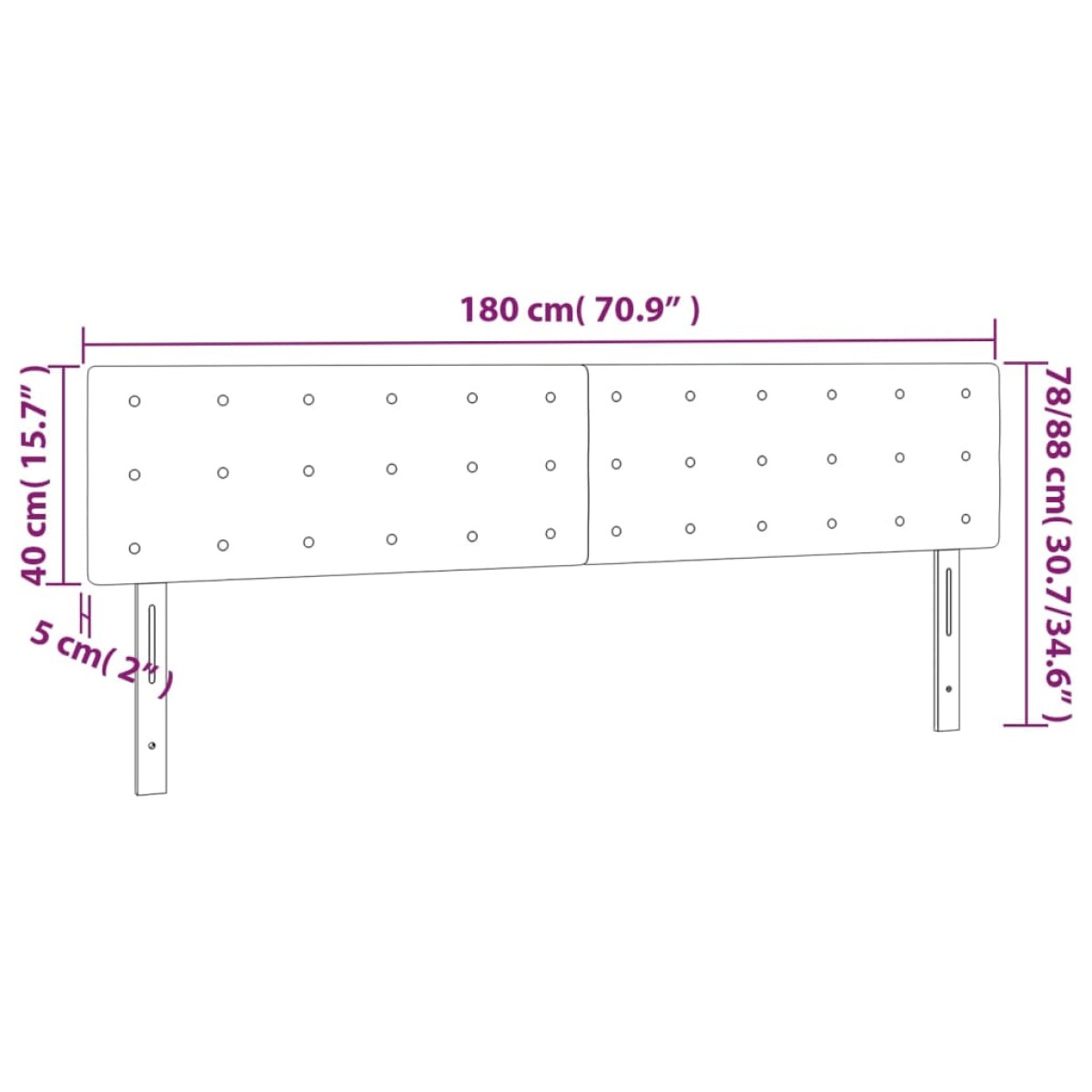 vidaXL Κεφαλάρι Κρεβατιού LED Σκούρο Καφέ 180x5x78/88 εκ. Υφασμάτινο