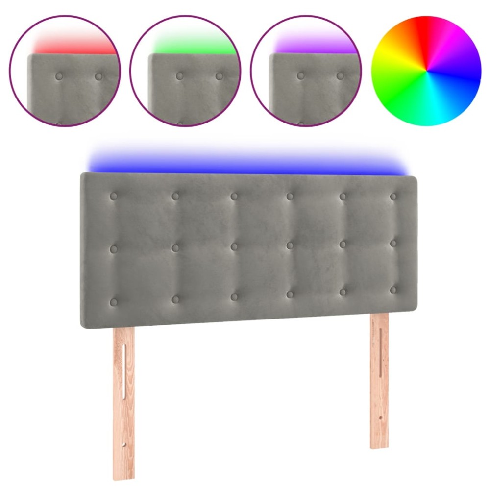 vidaXL Κεφαλάρι Κρεβατιού LED Ανοιχτό Γκρι 90x5x78/88 εκ. Βελούδινο