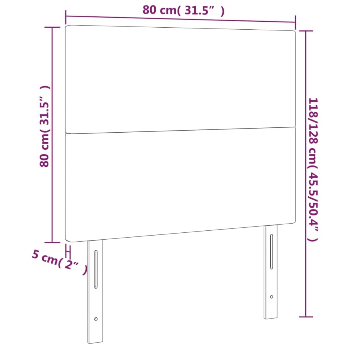 vidaXL Κεφαλάρι Κρεβατιού LED Σκούρο Καφέ 80x5x118/128εκ. Υφασμάτινο