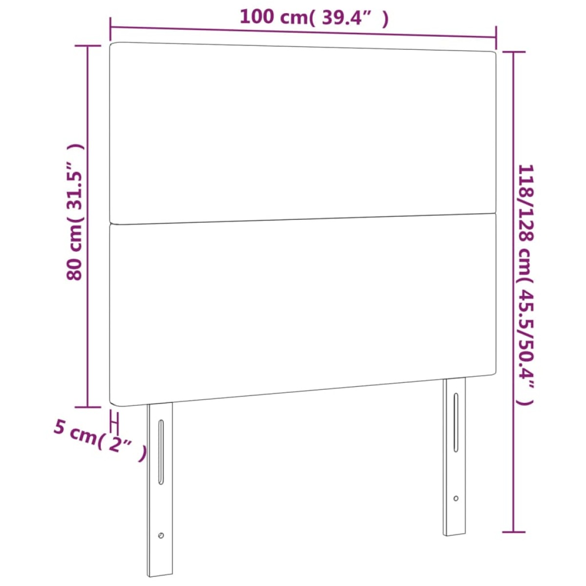 vidaXL Κεφαλάρι Κρεβατιού LED Ανοιχτό Γκρι 100x5x118/128εκ. Υφασμάτινο