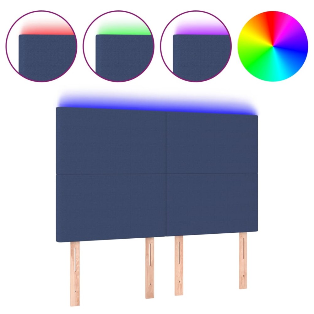 vidaXL Κεφαλάρι Κρεβατιού LED Μπλε 144x5x118/128 εκ. Υφασμάτινο