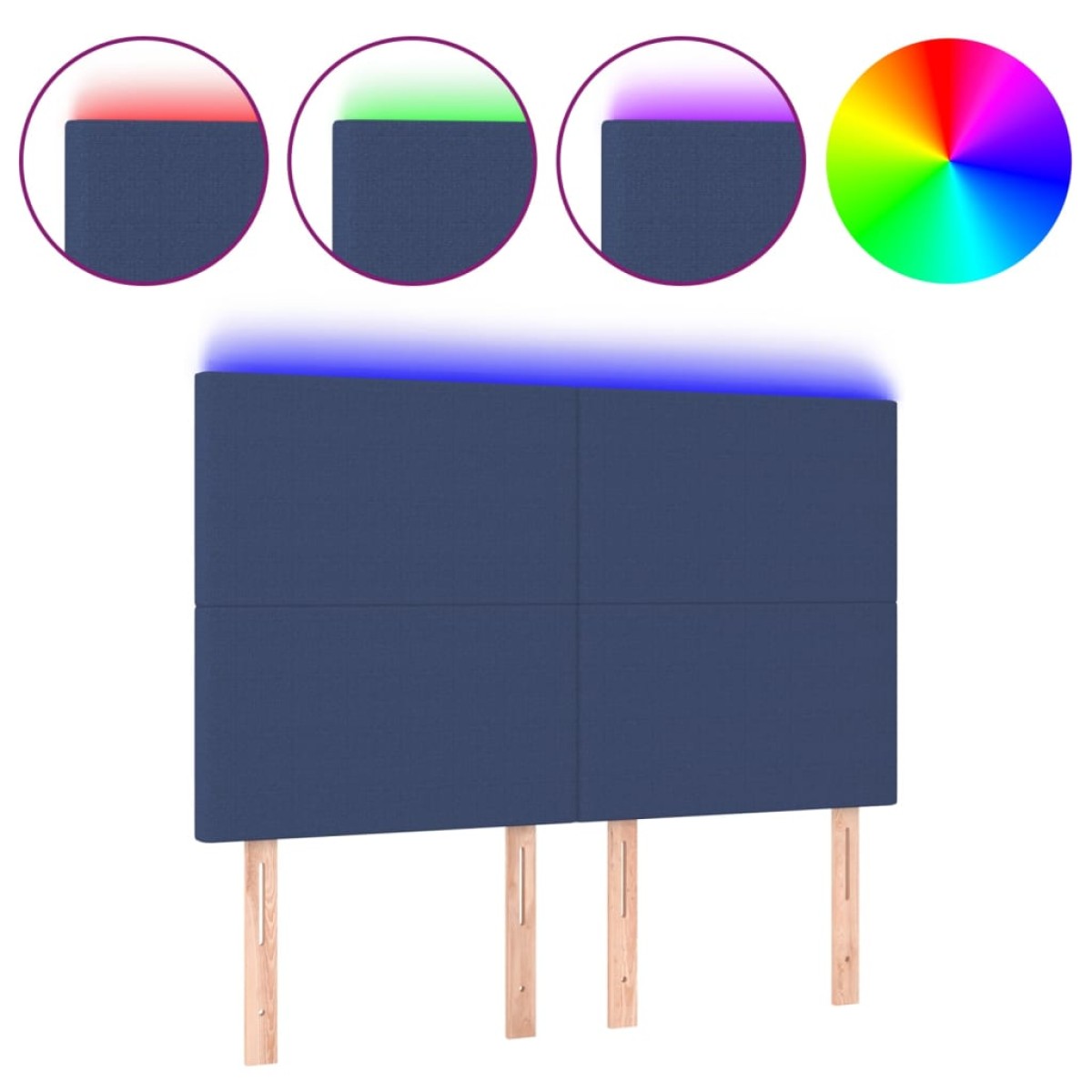 vidaXL Κεφαλάρι Κρεβατιού LED Μπλε 144x5x118/128 εκ. Υφασμάτινο