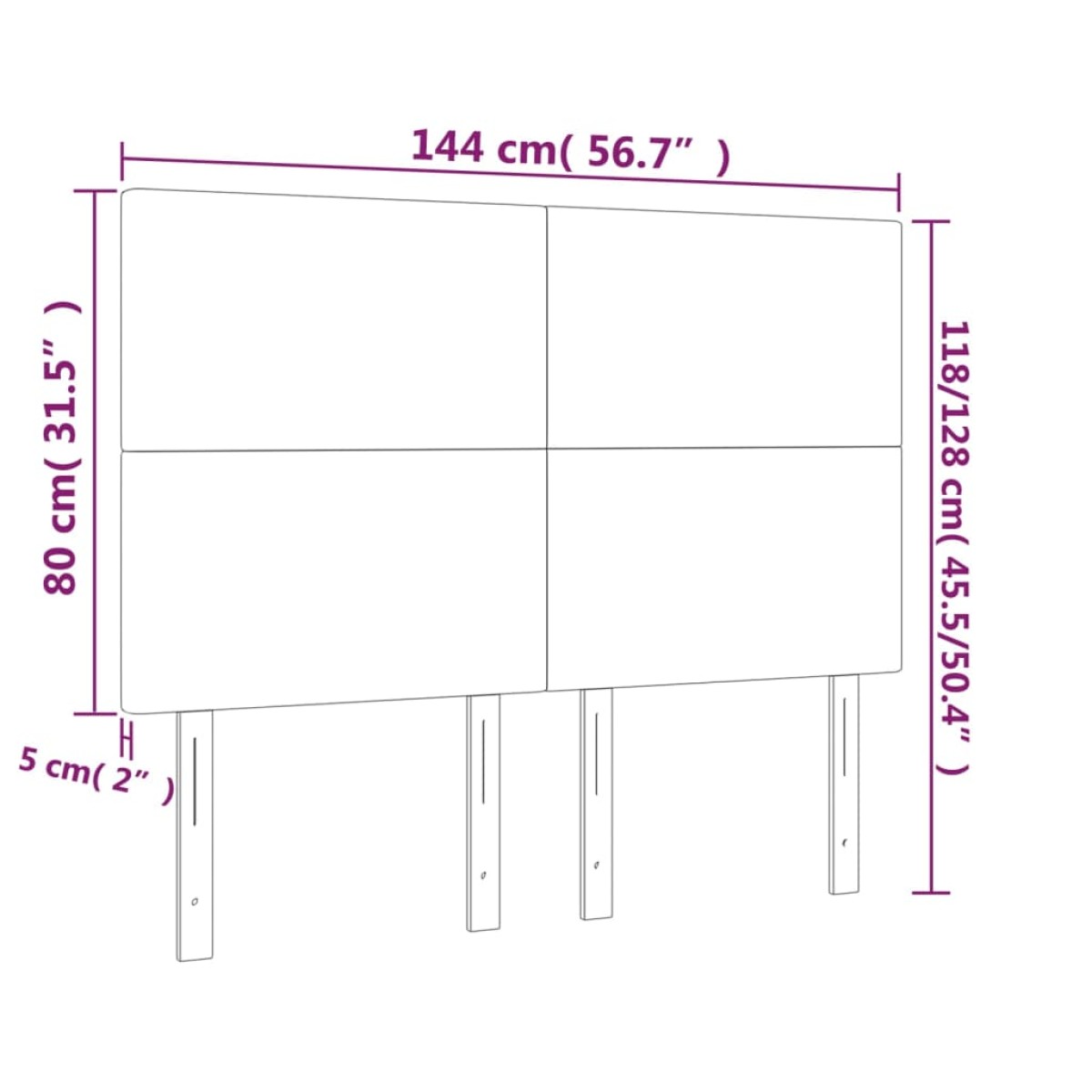 vidaXL Κεφαλάρι Κρεβατιού LED Μπλε 144x5x118/128 εκ. Υφασμάτινο