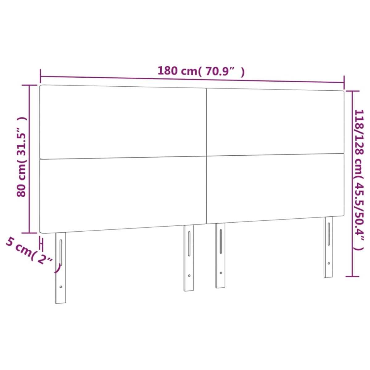 vidaXL Κεφαλάρι Κρεβατιού LED Σκούρο Καφέ 180x5x118/128εκ. Υφασμάτινο