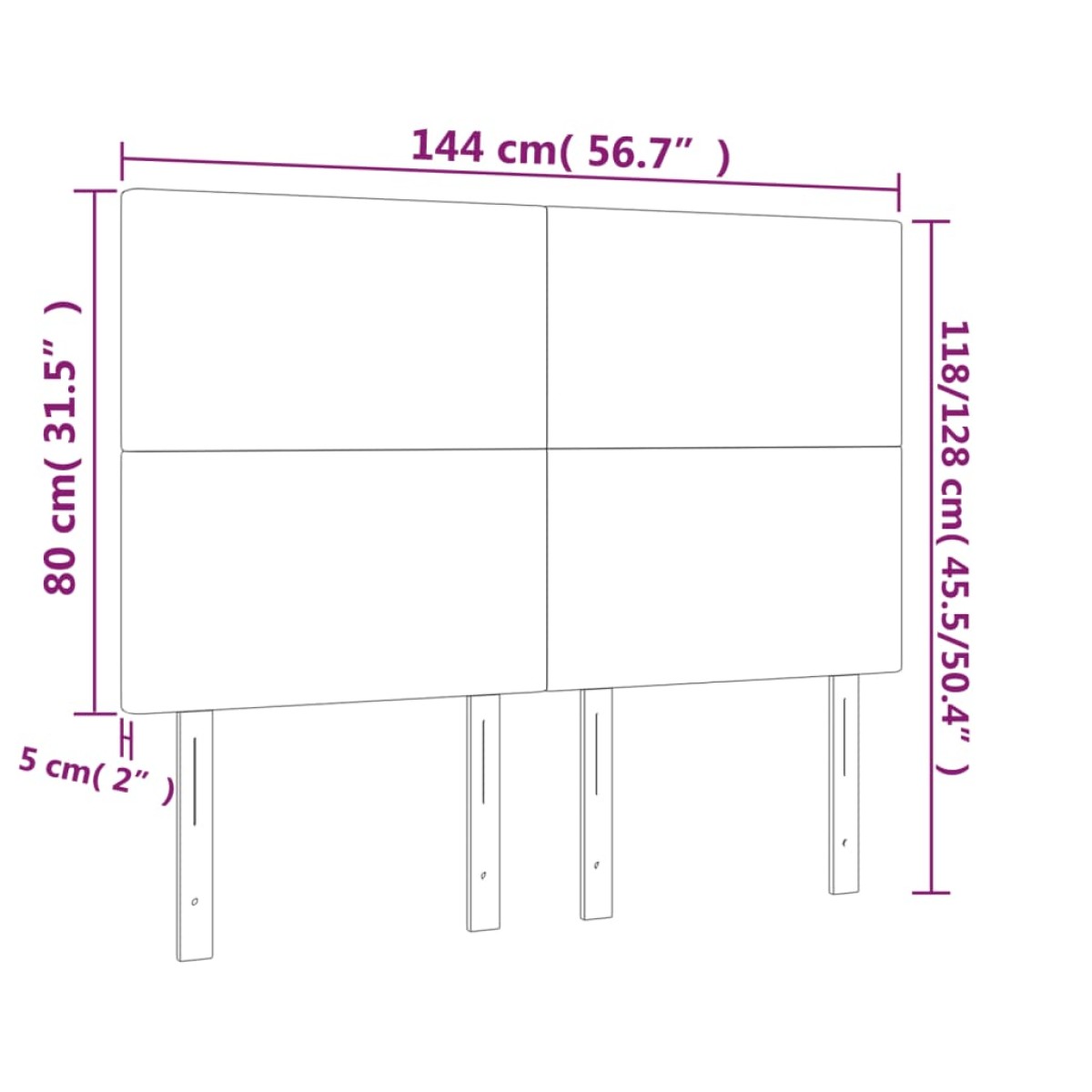 vidaXL Κεφαλάρι Κρεβατιού LED Ροζ 144x5x118/128 εκ. Βελούδινο