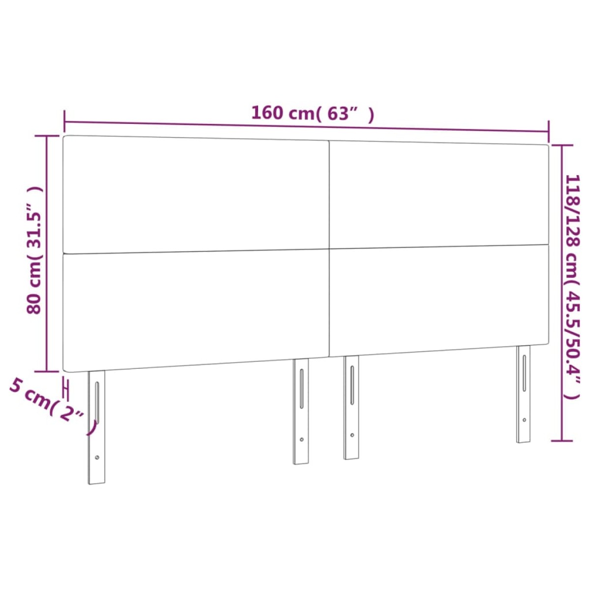 vidaXL Κεφαλάρι Κρεβατιού LED Σκούρο Γκρι 160x5x118/128 εκ. Βελούδινο