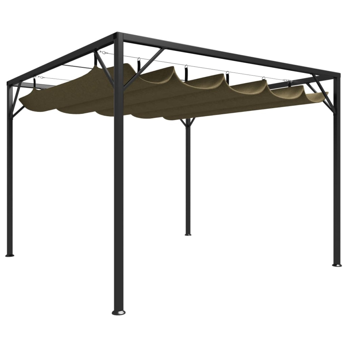 vidaXL Πέργκολα Κήπου με Πτυσσόμενη Οροφή Taupe 3 x 3 μ. 180 γρ/μ²
