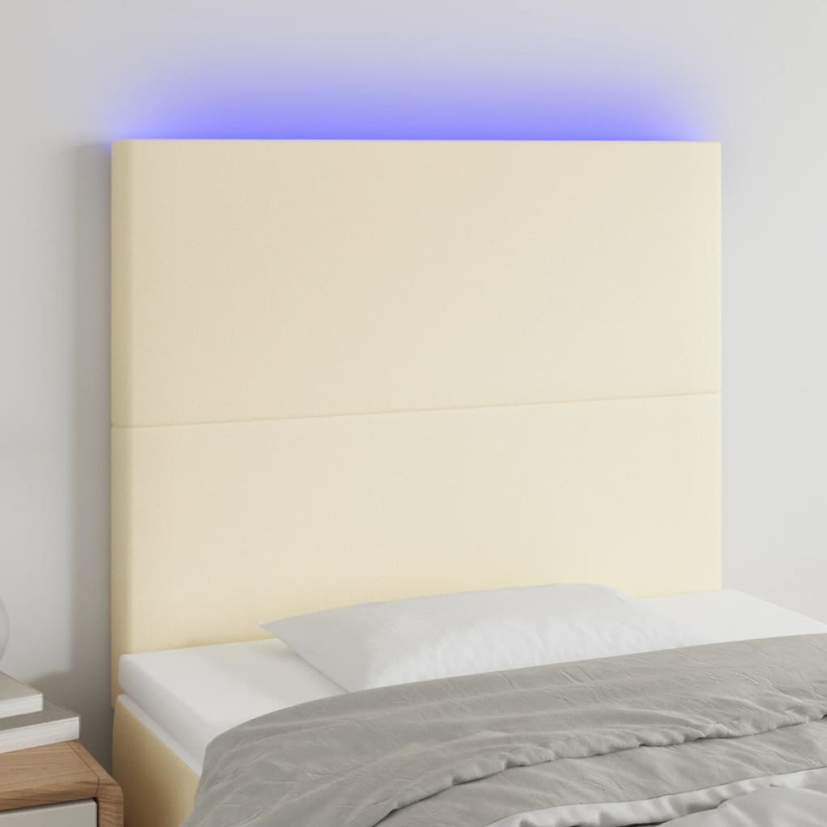 vidaXL Κεφαλάρι Κρεβατιού LED Κρεμ 80x5x118/128 εκ