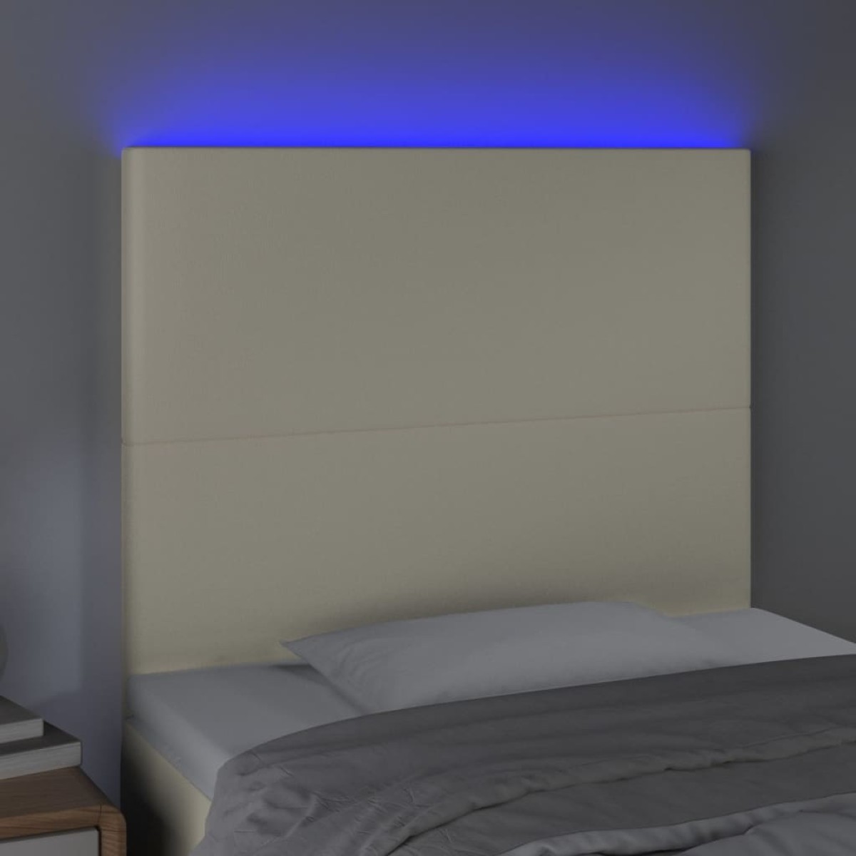 vidaXL Κεφαλάρι Κρεβατιού LED Κρεμ 80x5x118/128 εκ