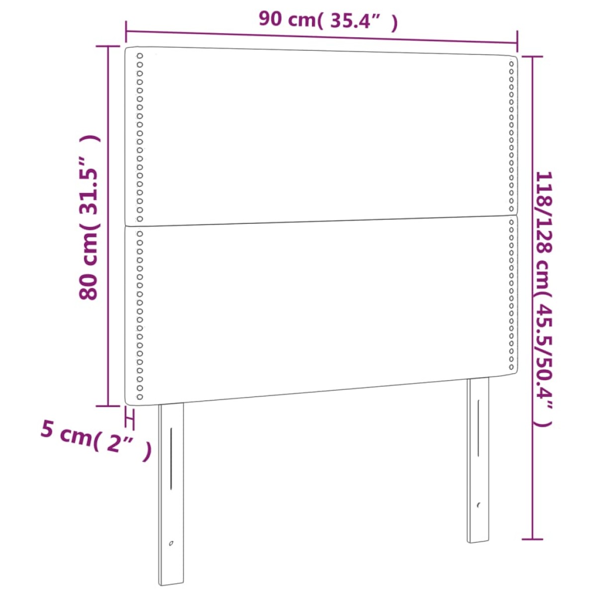 vidaXL Κεφαλάρι Κρεβατιού LED Ανοιχτό Γκρι 90x5x118/128 εκ. Υφασμάτινο