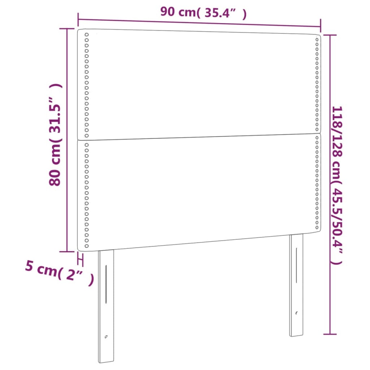 vidaXL Κεφαλάρι Κρεβατιού LED Σκούρο Γκρι 90x5x118/128εκ. Υφασμάτινο