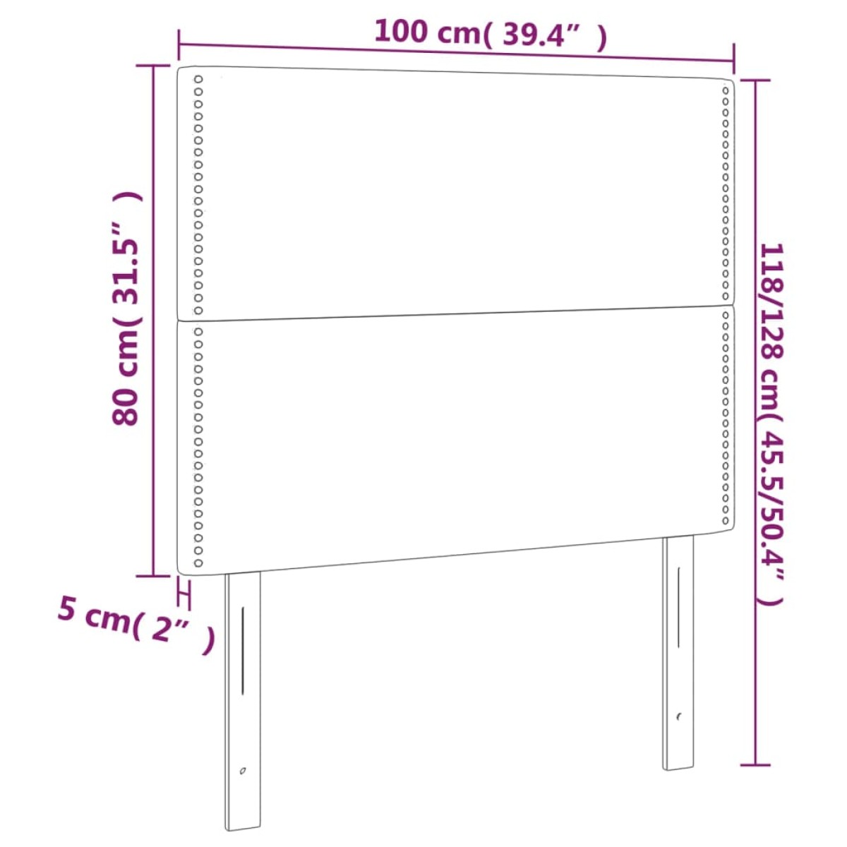 vidaXL Κεφαλάρι Κρεβατιού LED Σκούρο Καφέ 100x5x118/128εκ. Υφασμάτινο