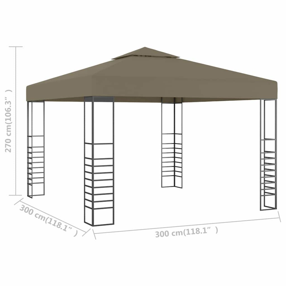 vidaXL Τέντα Εκδηλώσεων Κήπου Taupe 3 x 3 μ. 180 γρ/μ²