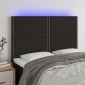 vidaXL Κεφαλάρι Κρεβατιού LED Μαύρο 144x5x118/128 εκ. Υφασμάτινο