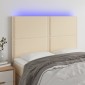 vidaXL Κεφαλάρι Κρεβατιού LED Κρεμ 144x5x118/128 εκ. Υφασμάτινο