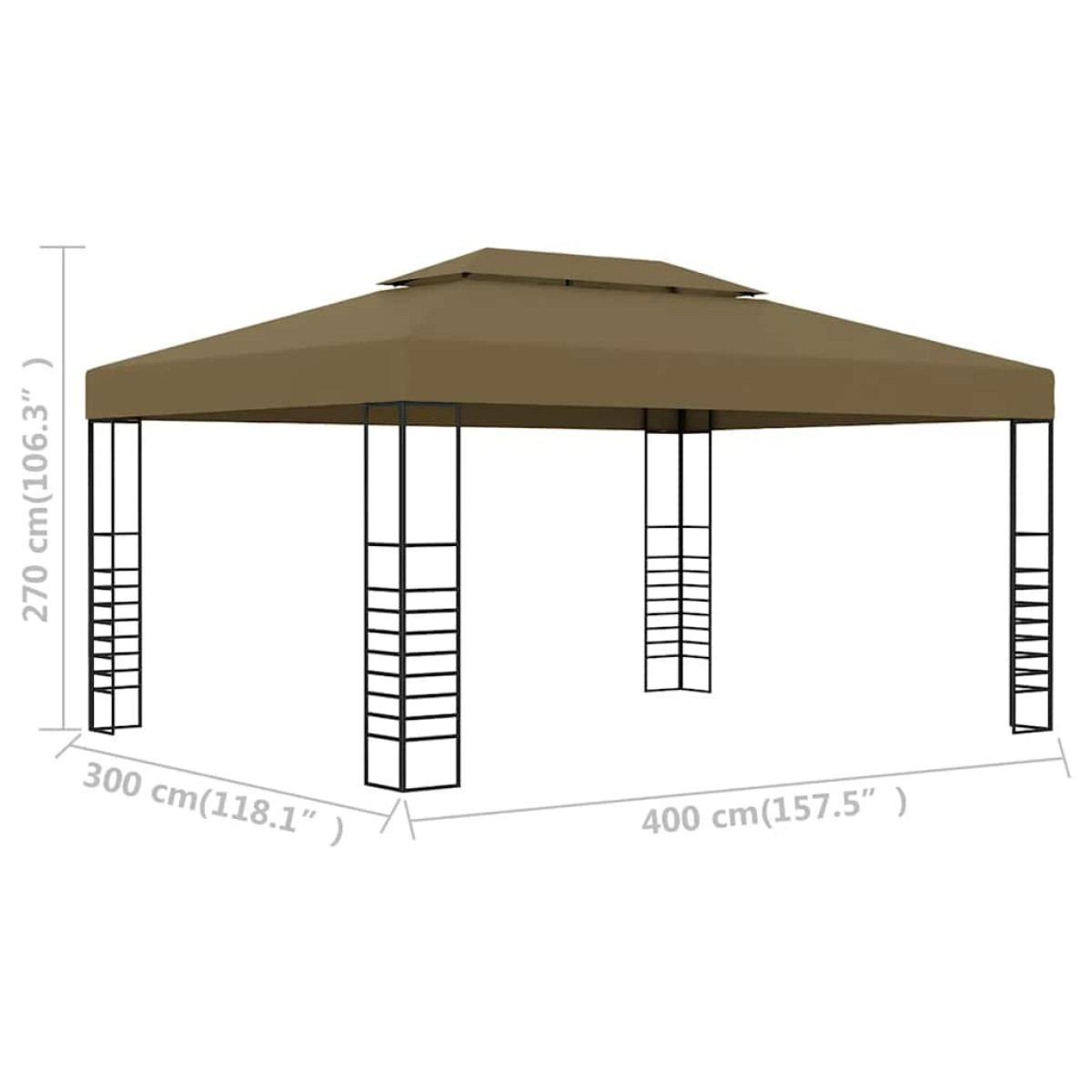 vidaXL Κιόσκι Taupe 3 x 4 μ. 180 γρ/μ²