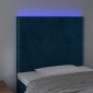 vidaXL Κεφαλάρι Κρεβατιού LED Σκούρο Μπλε 80x5x118/128 εκ. Βελούδινο