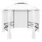 vidaXL Κιόσκι Κήπου με Κουρτίνες Λευκό 360 x 312 x 265 εκ. 180 γρ/μ²