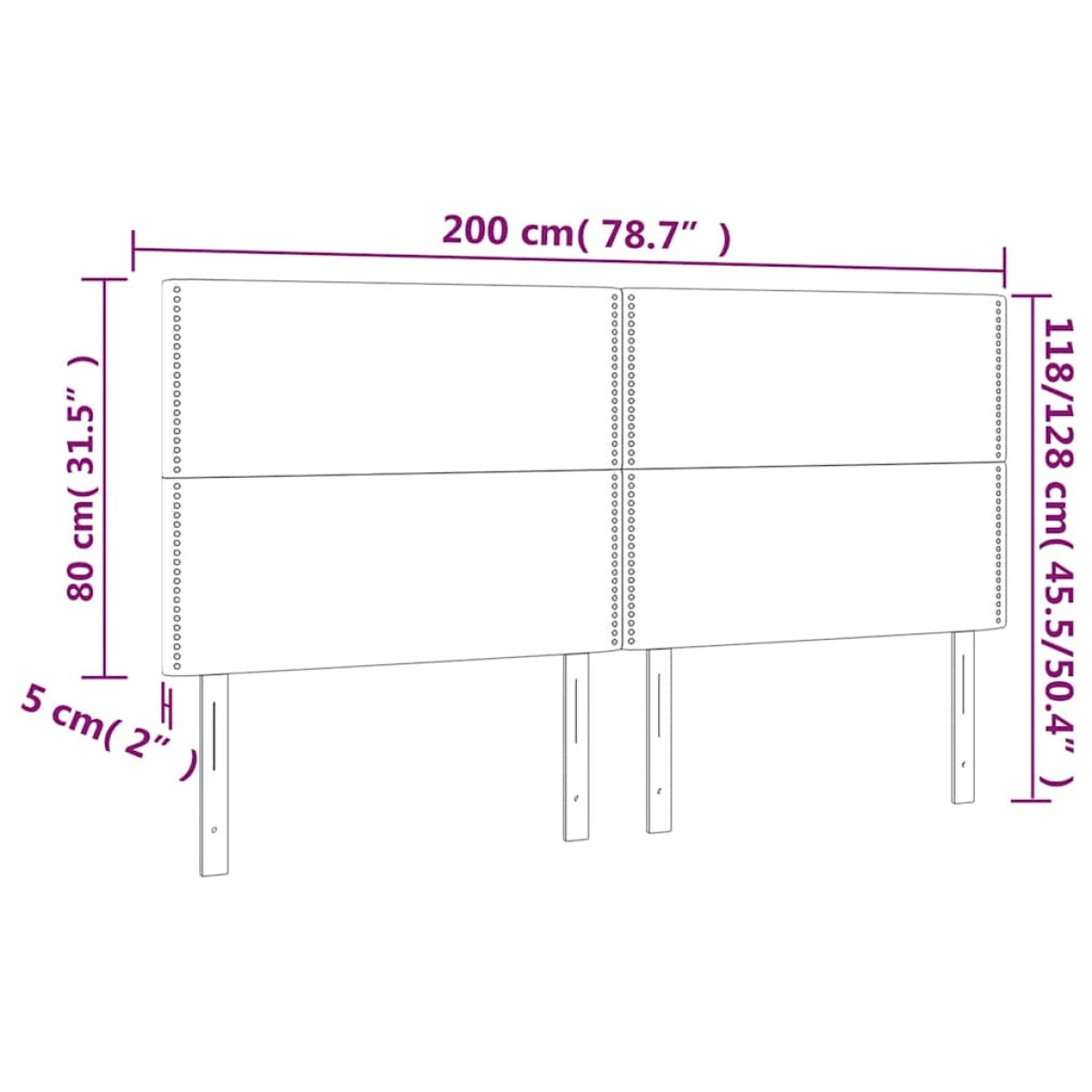 vidaXL Κεφαλάρι Κρεβατιού LED Σκούρο Μπλε 200x5x118/128 εκ. Βελούδινο