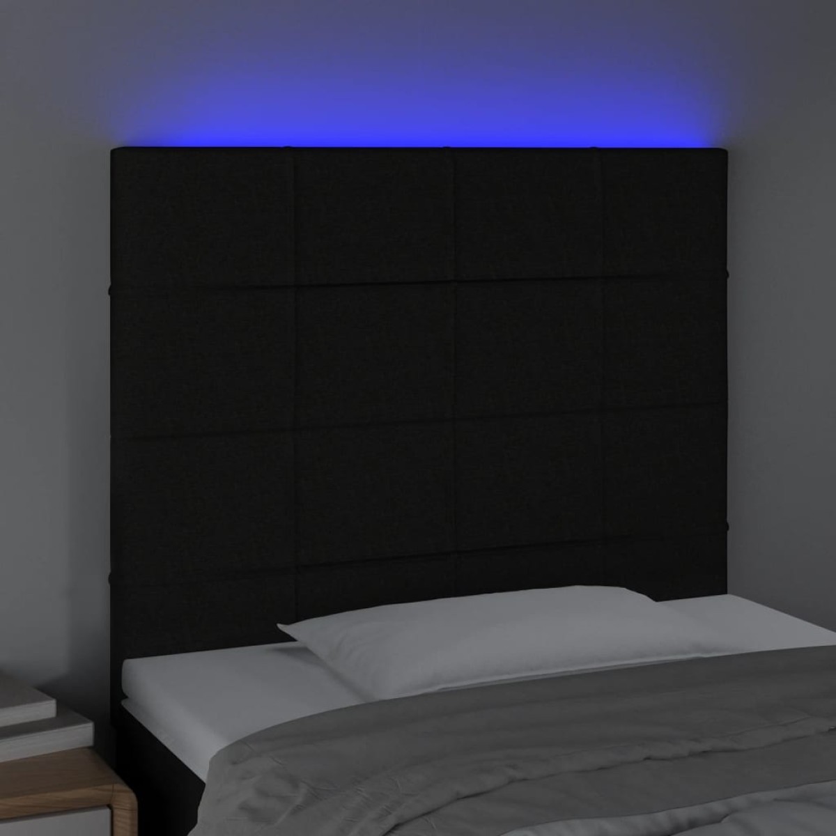 vidaXL Κεφαλάρι Κρεβατιού LED Μαύρο 80x5x118/128 εκ. Υφασμάτινο