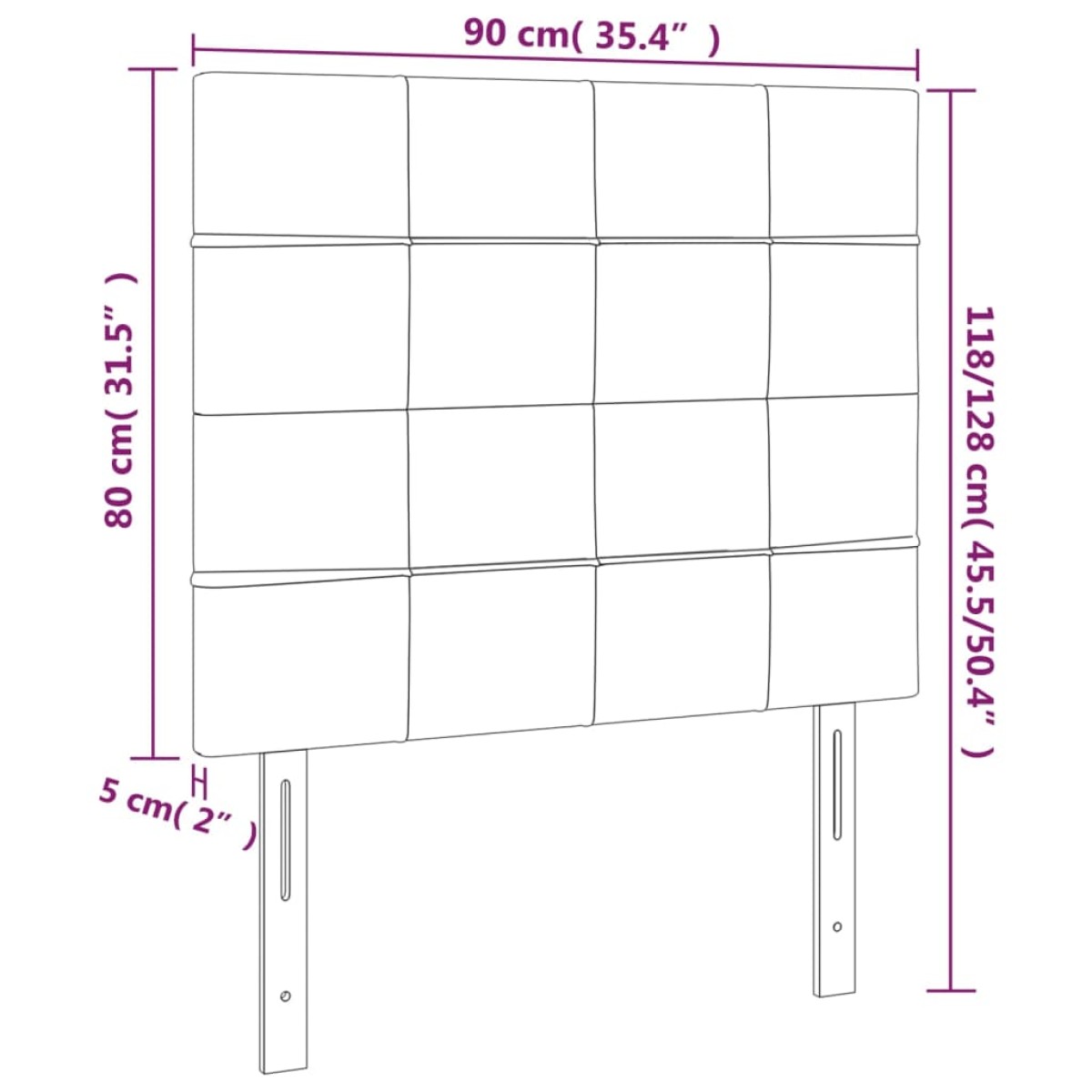 vidaXL Κεφαλάρι Κρεβατιού LED Taupe 90x5x118/128 εκ. Υφασμάτινο
