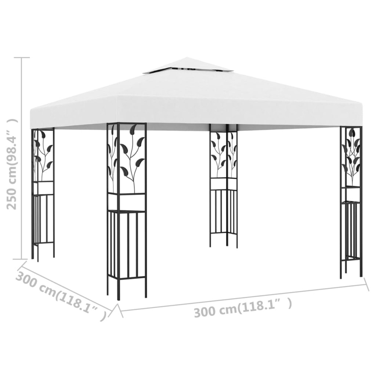 vidaXL Κιόσκι Λευκό 3 x 3 μ. 180 γρ./μ²