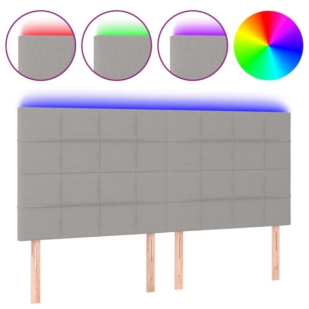 vidaXL Κεφαλάρι Κρεβατιού LED Ανοιχτό Γκρι 180x5x118/128εκ. Υφασμάτινο