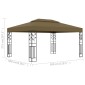 vidaXL Κιόσκι με Διπλή Οροφή Taupe 3 x 4 μ. 180 γρ/μ²