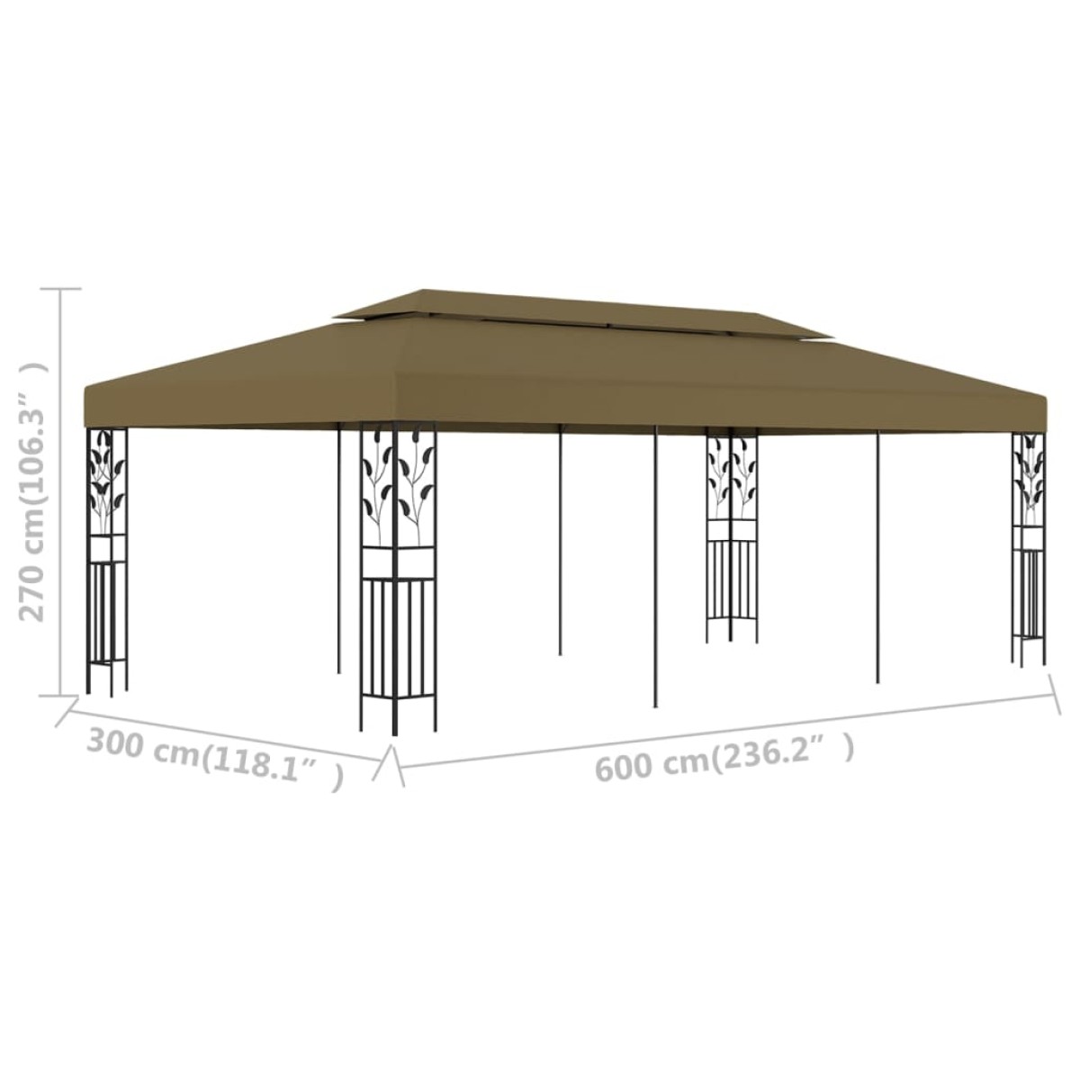 vidaXL Κιόσκι Taupe 6 x 3 μ. 180 γρ/μ²