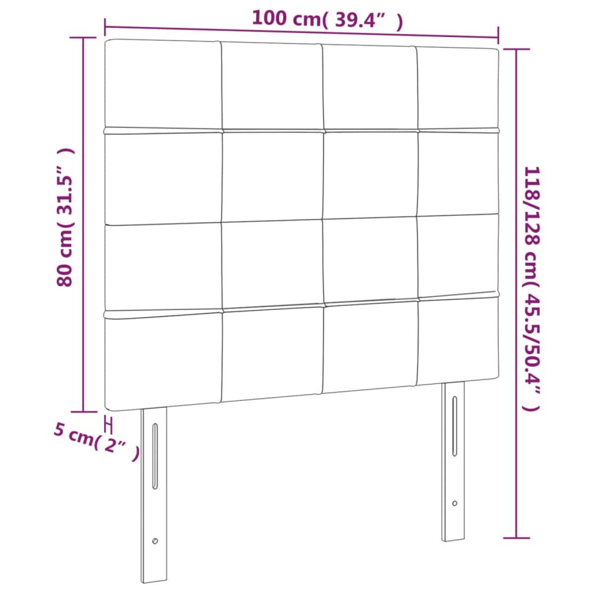 vidaXL Κεφαλάρι Κρεβατιού LED Ροζ 100x5x118/128 εκ. Βελούδινο