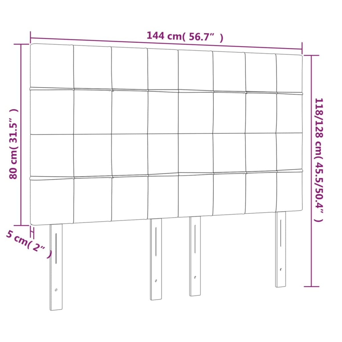 vidaXL Κεφαλάρι Κρεβατιού LED Σκούρο Γκρι 144x5x118/128 εκ. Βελούδινο