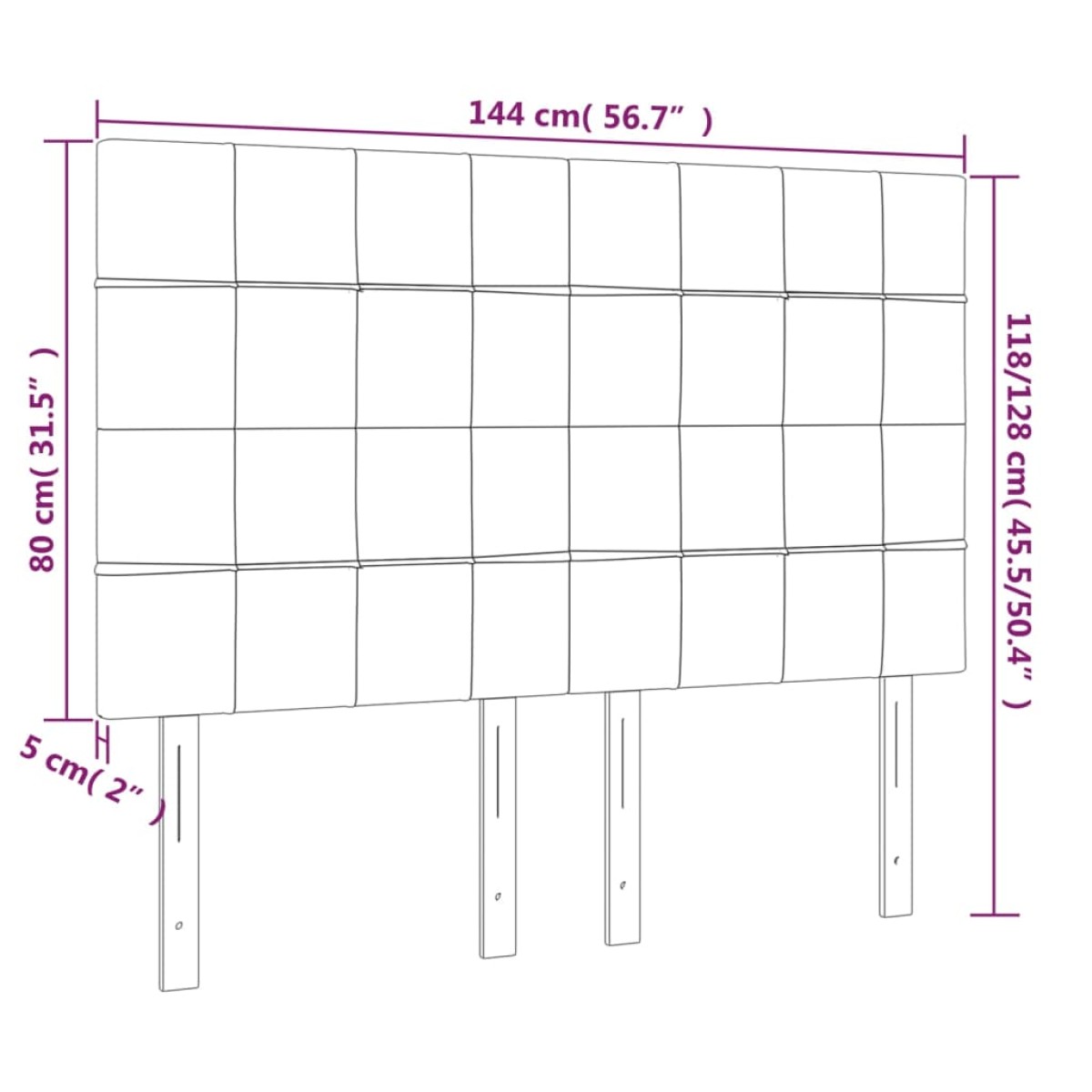 vidaXL Κεφαλάρι Κρεβατιού LED Ροζ 144x5x118/128 εκ. Βελούδινο