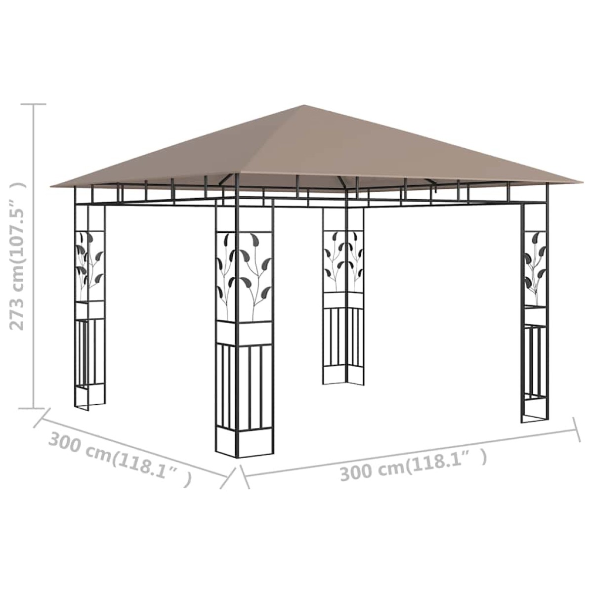 vidaXL Κιόσκι με Αντικουνουπικό Δίχτυ Taupe 3x3x2,73 μ. / 180 γρ./μ²