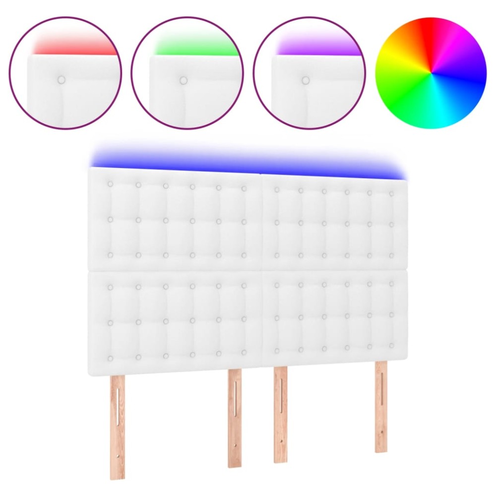 vidaXL Κεφαλάρι Κρεβατιού LED Λευκό 144x5x118/128 εκ