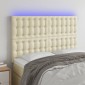 vidaXL Κεφαλάρι Κρεβατιού LED Κρεμ 144x5x118/128 εκ. Συνθετ. Δέρμα