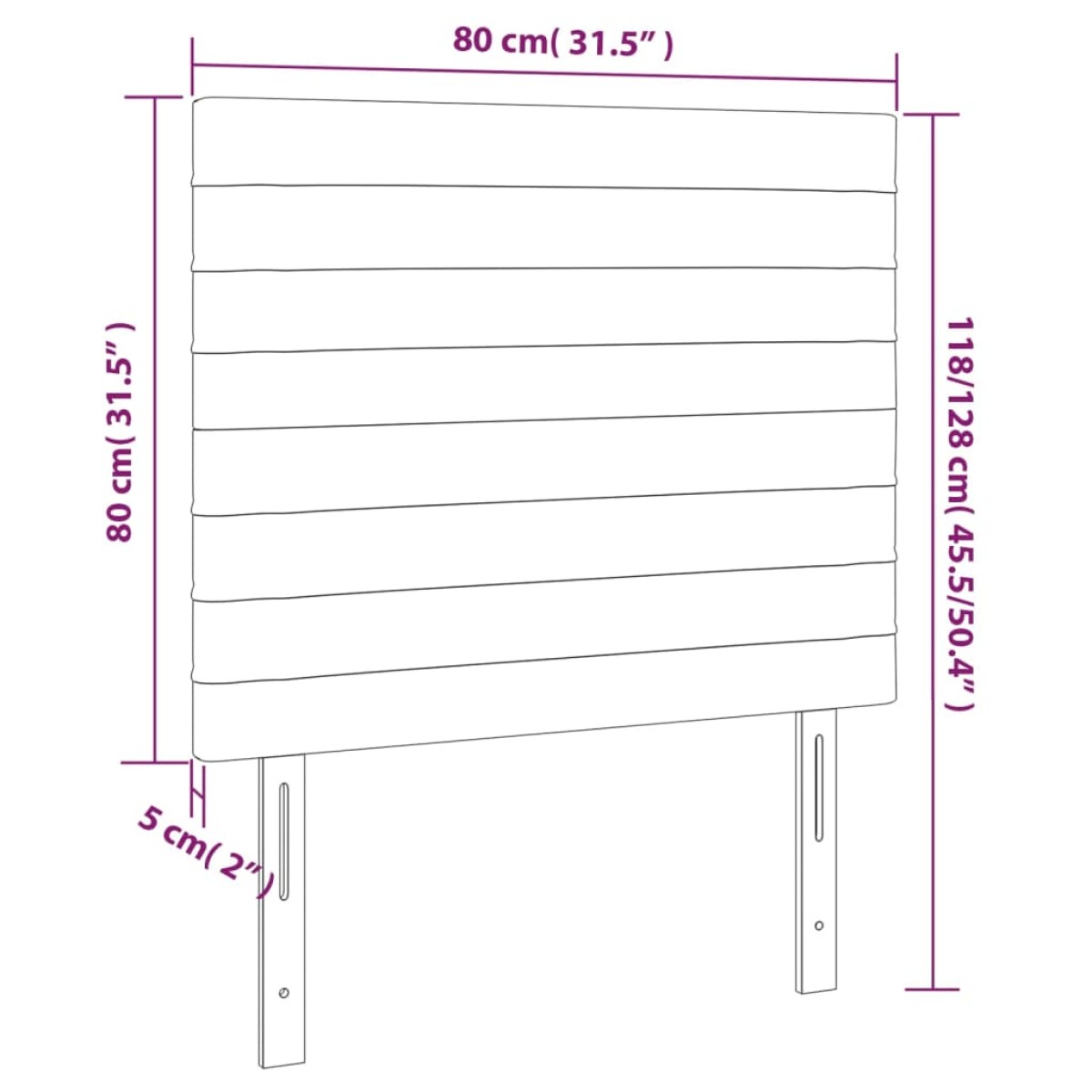 vidaXL Κεφαλάρι Κρεβατιού LED Ανοιχτό Γκρι 80x5x118/128 εκ. Υφασμάτινο