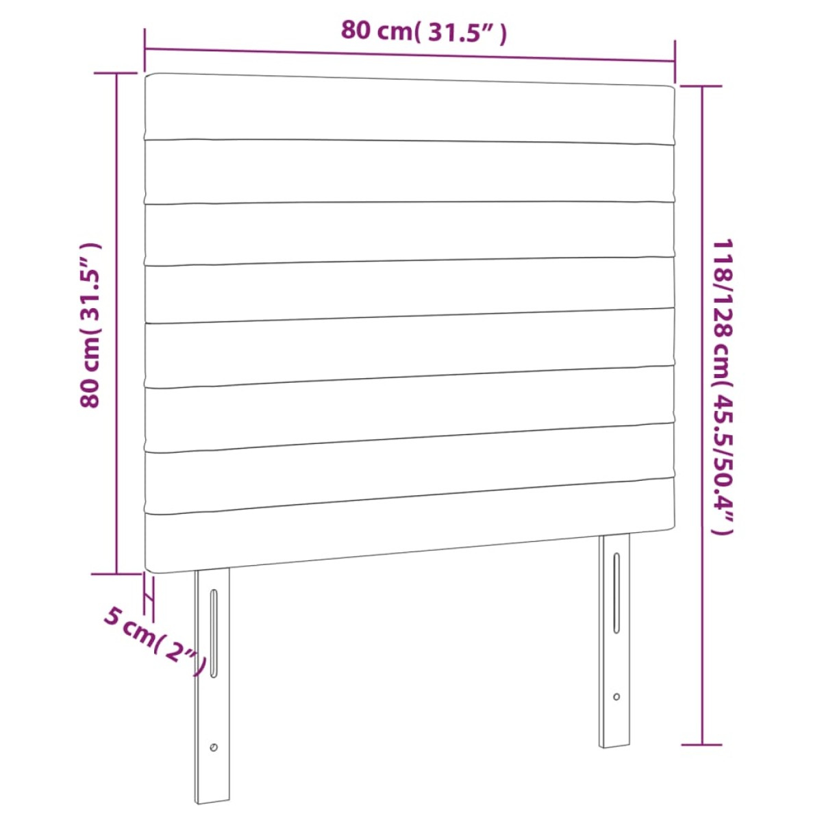 vidaXL Κεφαλάρι Κρεβατιού LED Σκούρο Καφέ 80x5x118/128εκ. Υφασμάτινο