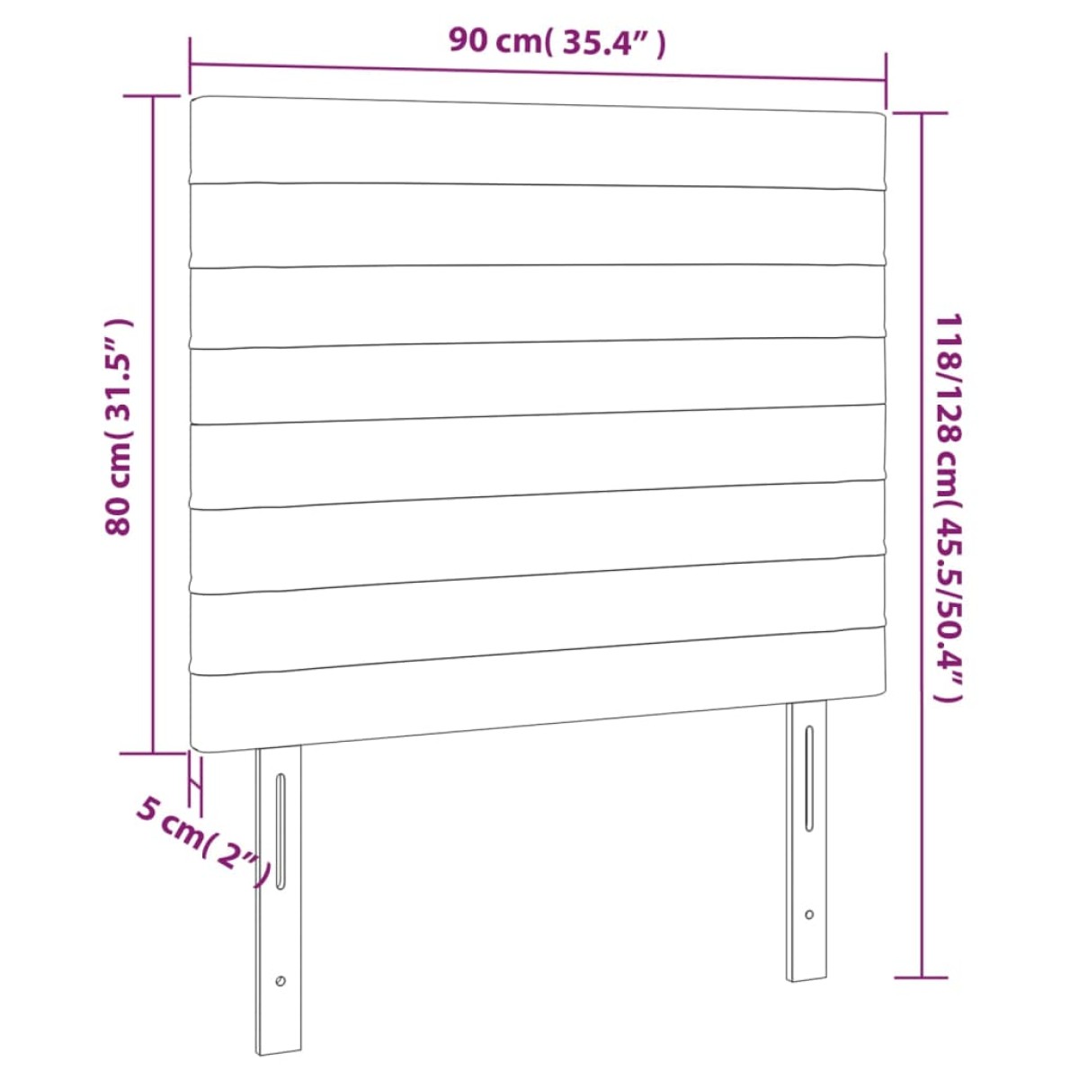 vidaXL Κεφαλάρι Κρεβατιού LED Σκούρο Καφέ 90x5x118/128εκ. Υφασμάτινο