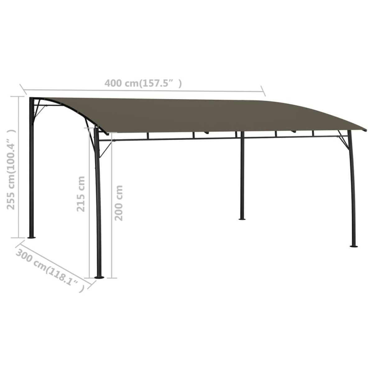 vidaXL Τεντοπέργκολα Κήπου Taupe 4 x 3 x 2,55 μ.