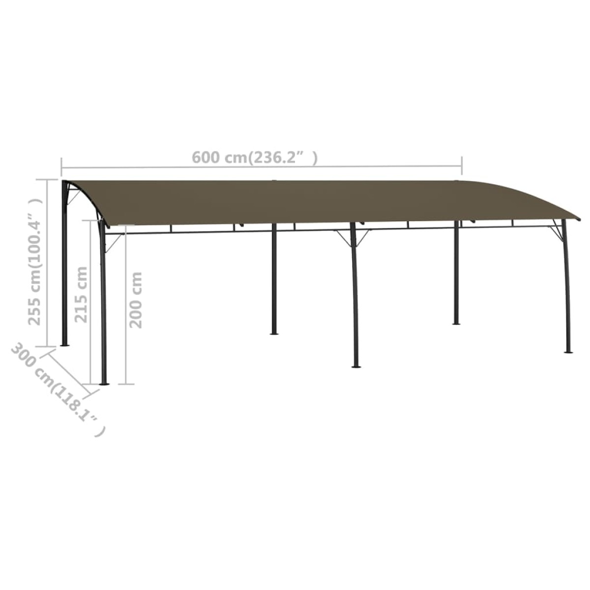 vidaXL Τεντοπέργκολα Κήπου Taupe 6 x 3 x 2,55 μ.