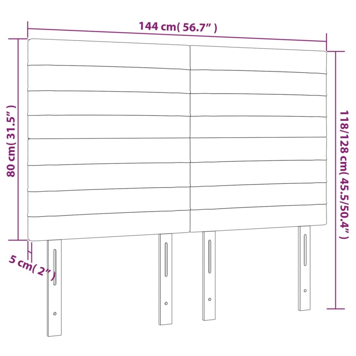 vidaXL Κεφαλάρι Κρεβατιού LED Σκούρο Καφέ 144x5x118/128εκ. Υφασμάτινο