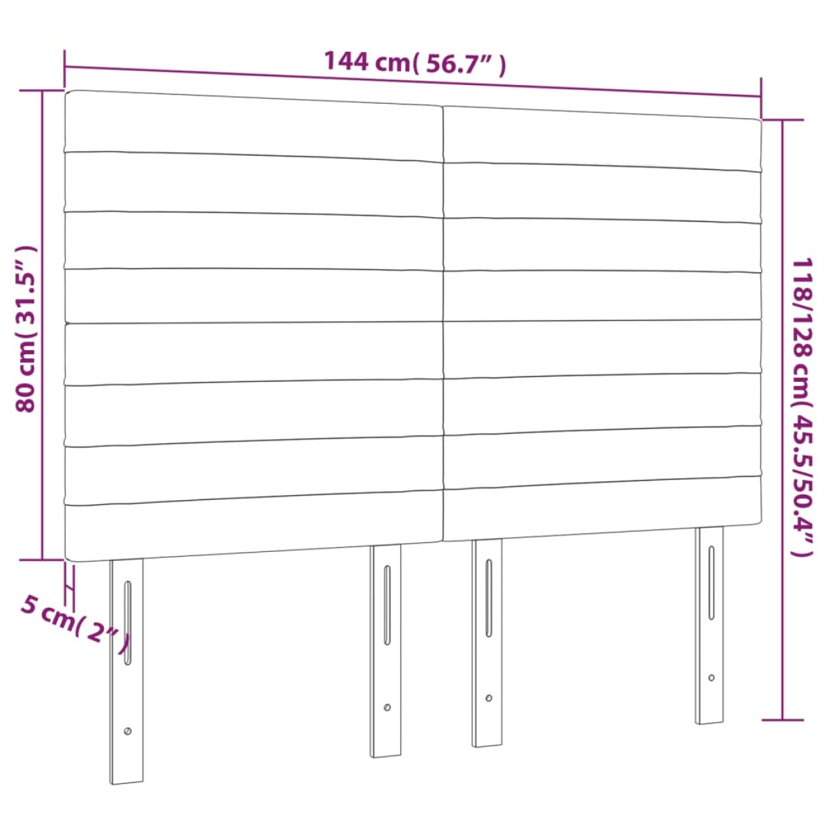 vidaXL Κεφαλάρι Κρεβατιού LED Taupe 144x5x118/128 εκ. Υφασμάτινο